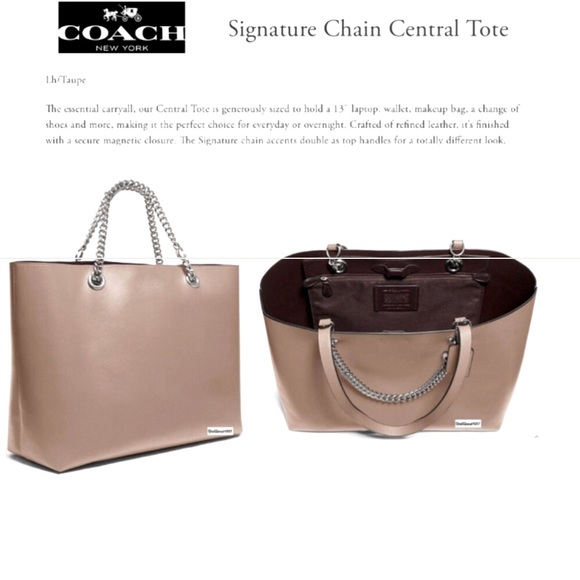 HTF! Coach Signature Chain Central IPad Shoulder Tote ๐ NEW WITH TAG! ๐ป๐ค๐๐ป - Picture 3 of 4